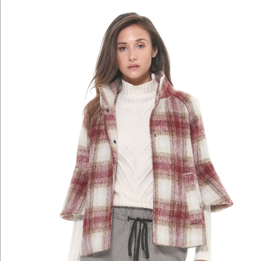 NWOT Silvian Heach Wooly Plaid Coat